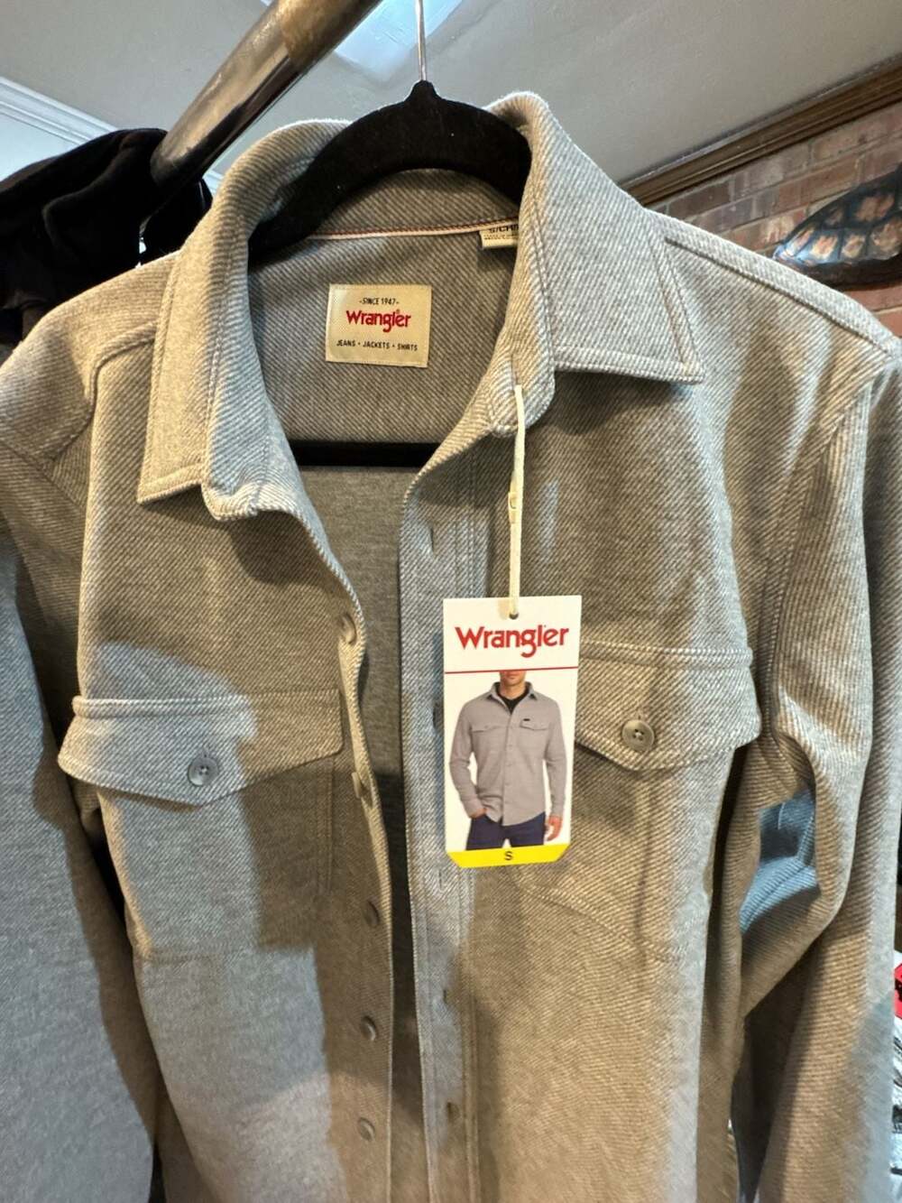 Wrangler Men's Brushed Knit Long Sleeve Shirt Jacket, Gray, Size Small